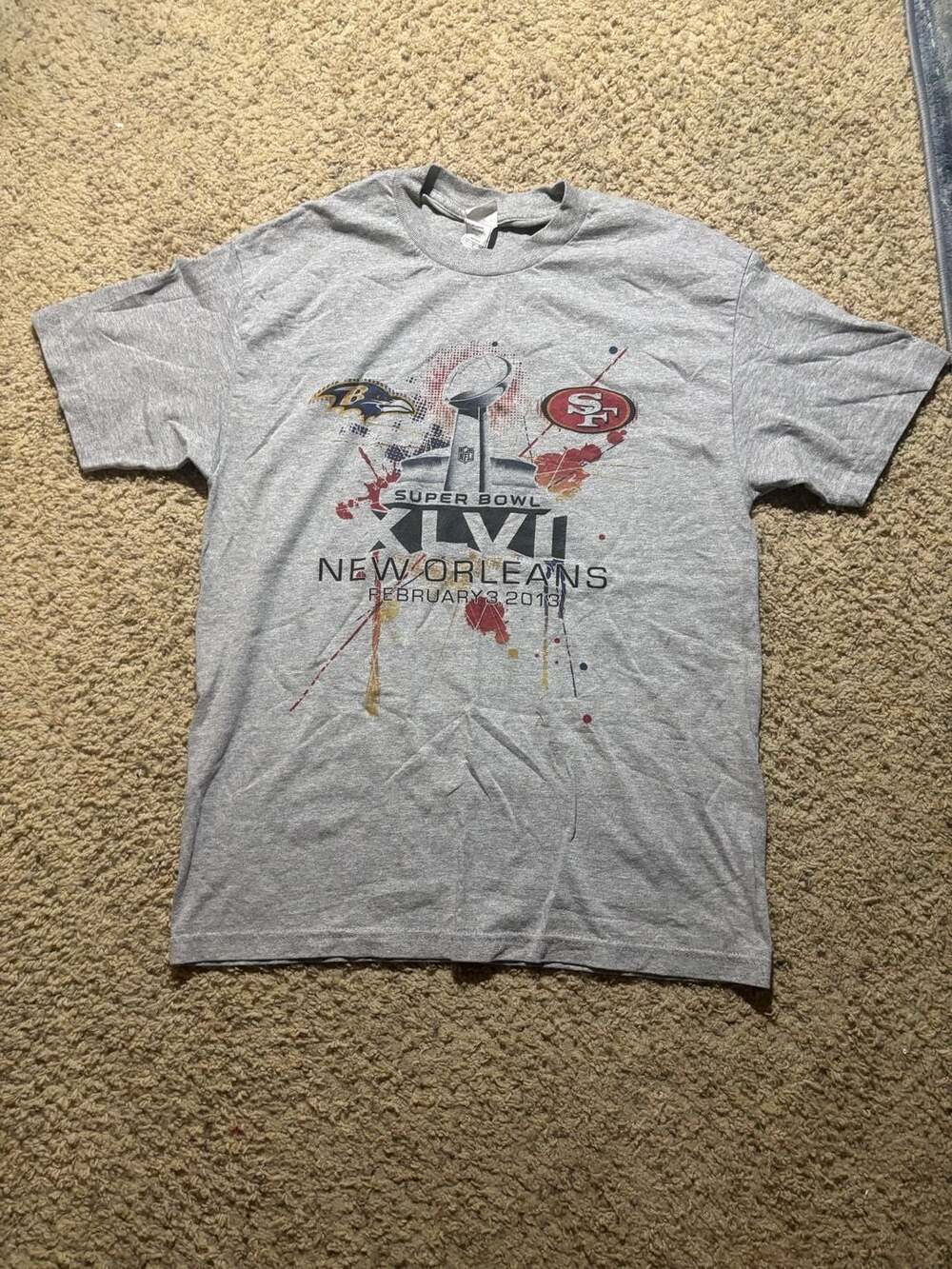 Alstyle Apparel & Activewear Super Bowl XLVII T-Shirt Size L Gray